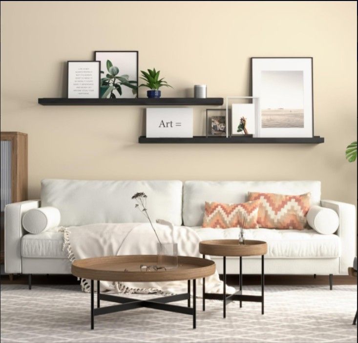 35.4" Black Floating Wall (2) Shelves with Lip | Modern Wall Mounted Picture Ledge for Bedroom, Nursery, Living Room, Bathroom, Kitchen