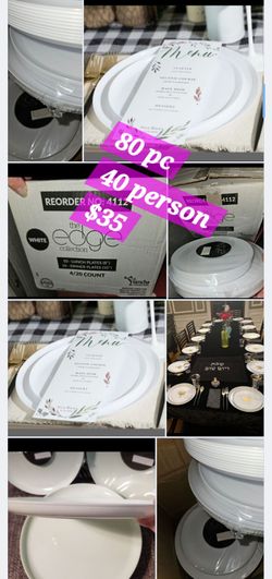 Plates 80pk $35 white Edge collection premium heavyweight disposable Reusable