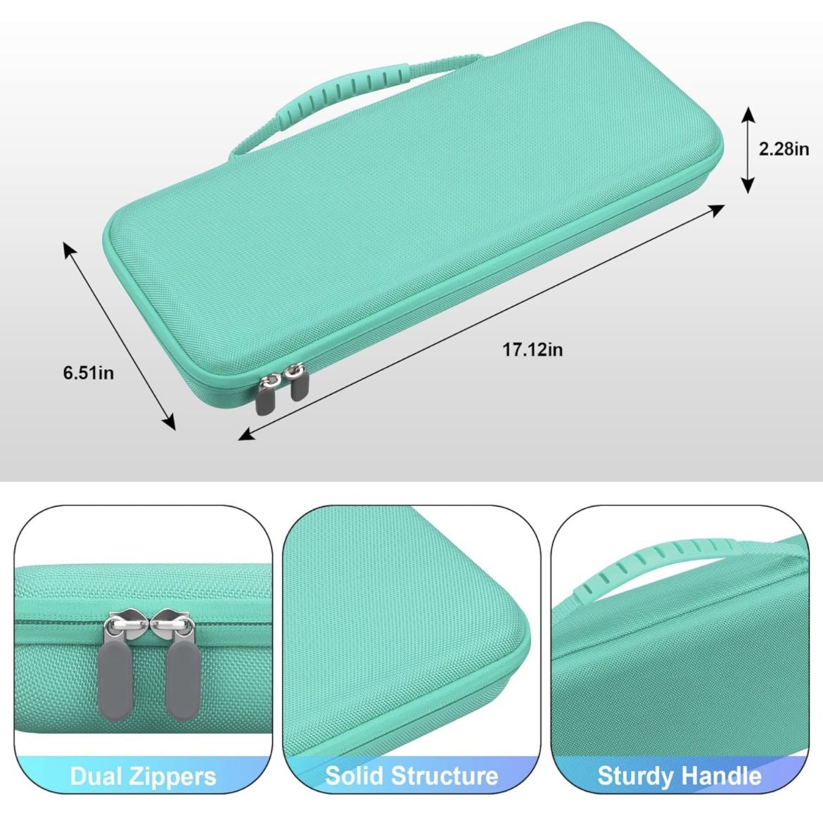 Hard Keyboard Carrying Case Waterproof Storage Holder Carrier, Mint Blue