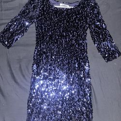 Navy Blue Sequins Half Sleeve Mini Dress Size S-M