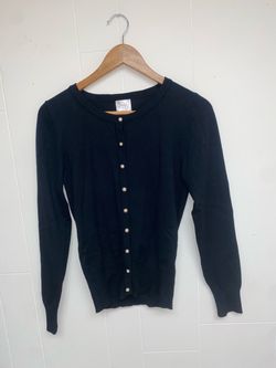 Black Knit Cardigan with Pearl Buttons