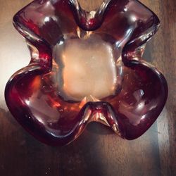 Beautiful Vintage Ashtray Red Colored 