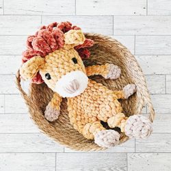 Crochet Lion Plushie Snuggler Stuffed Animal Toy