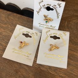  3 Brand New  Angels Pins With Birthstones Colors White,pink .green$10.00 Each One 