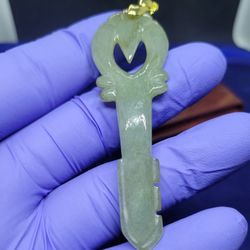 Burmese Jadeite Jade TypeA Pendant Lucky Key.
