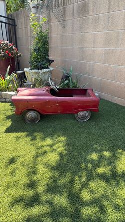 Vintage Red Metal Pedal Car