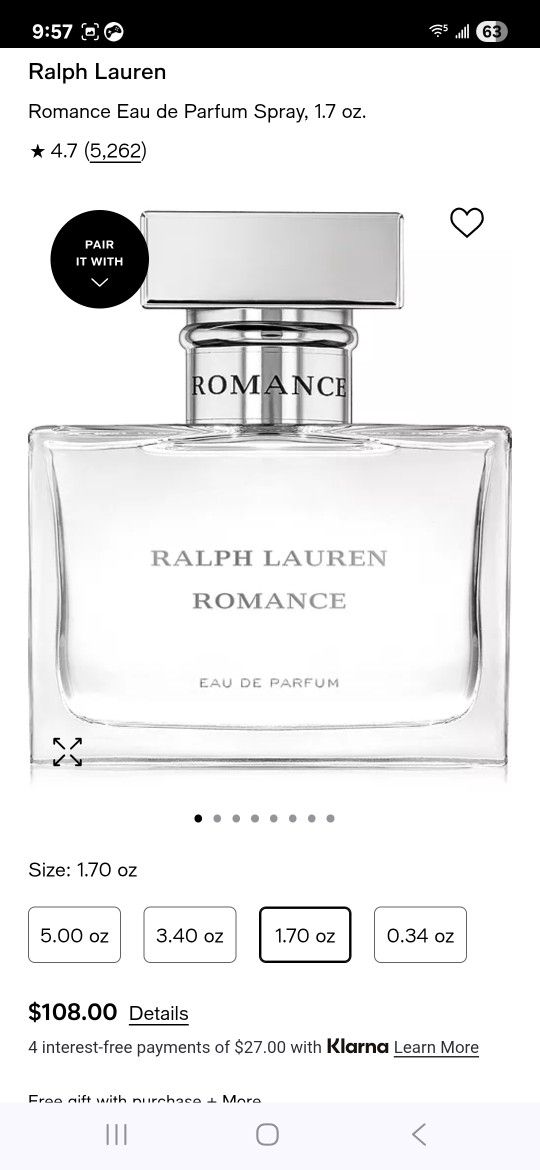 RALPH LAUREN 1.7 FL OZ ROMANCE PERFUME