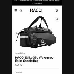 HAOQI Ebike 35L Waterproof Ebike Saddle Bag