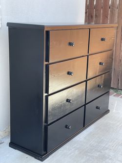 Solid Wood Black 8 Drawer Dresser