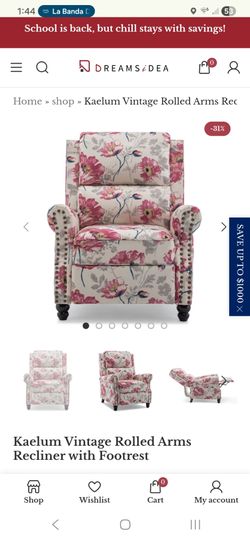 Vintage Rolled Arms Recliner with Footrest