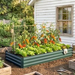 95" x 36" x 12" Galvanized Raised Garden Bed, Easy DIY and Cleaning for Growing Flowers, Herbs, Succulents, Green