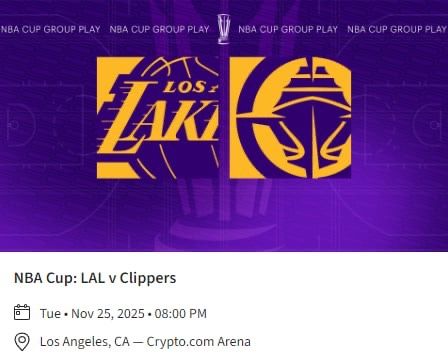 Lakers vs Clippers 11/25/25 (2 Tickets)