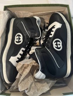 Men’s Gucci Mac80 Hi-Top Black & White Sneakers, Size 10.5