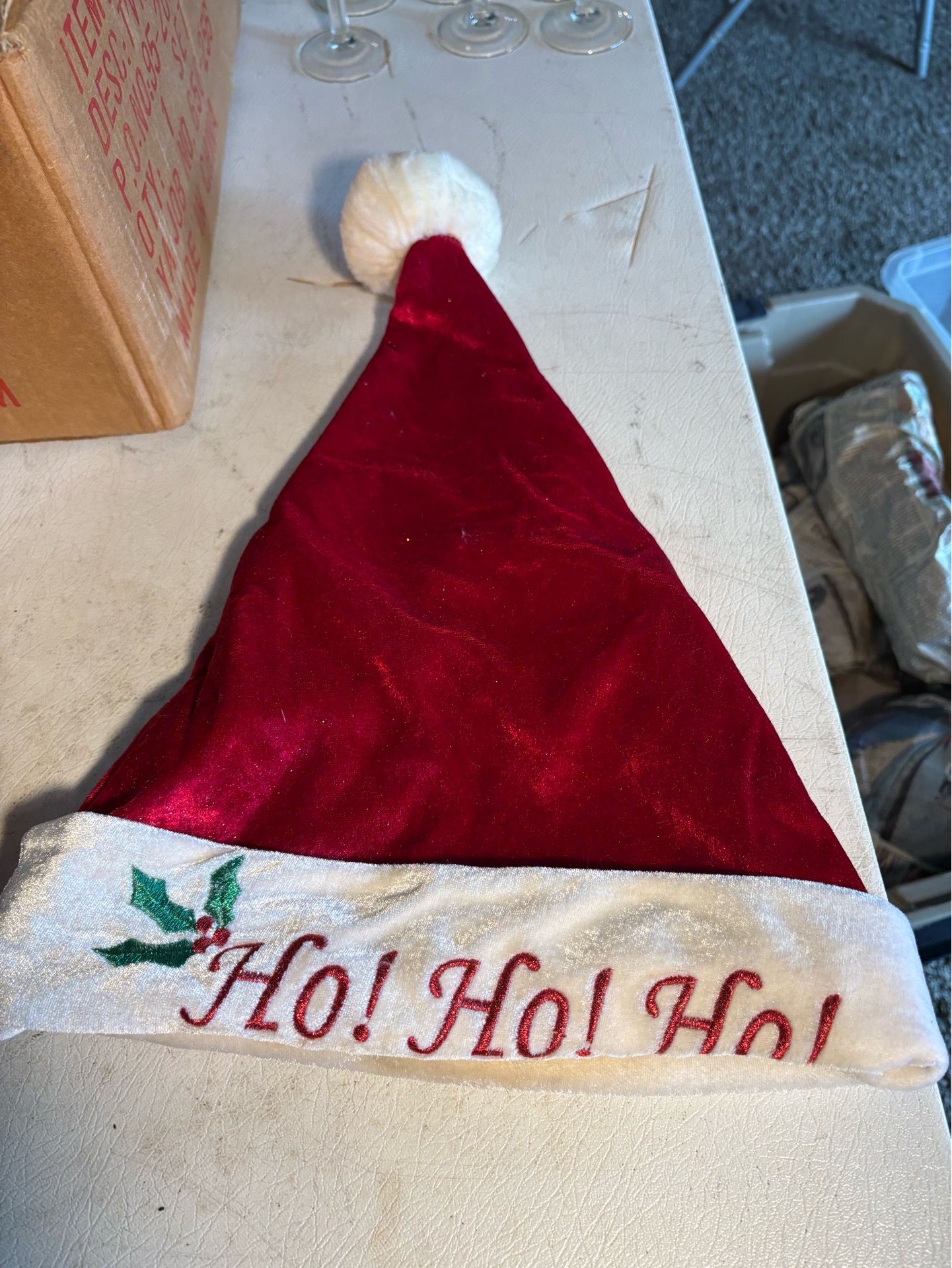 Vintage red plush Santa hat