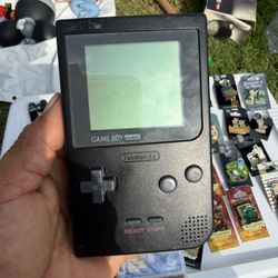 Nintendo Game Boy Pocket Black Handheld System Tested and Works Plus Tetris Game