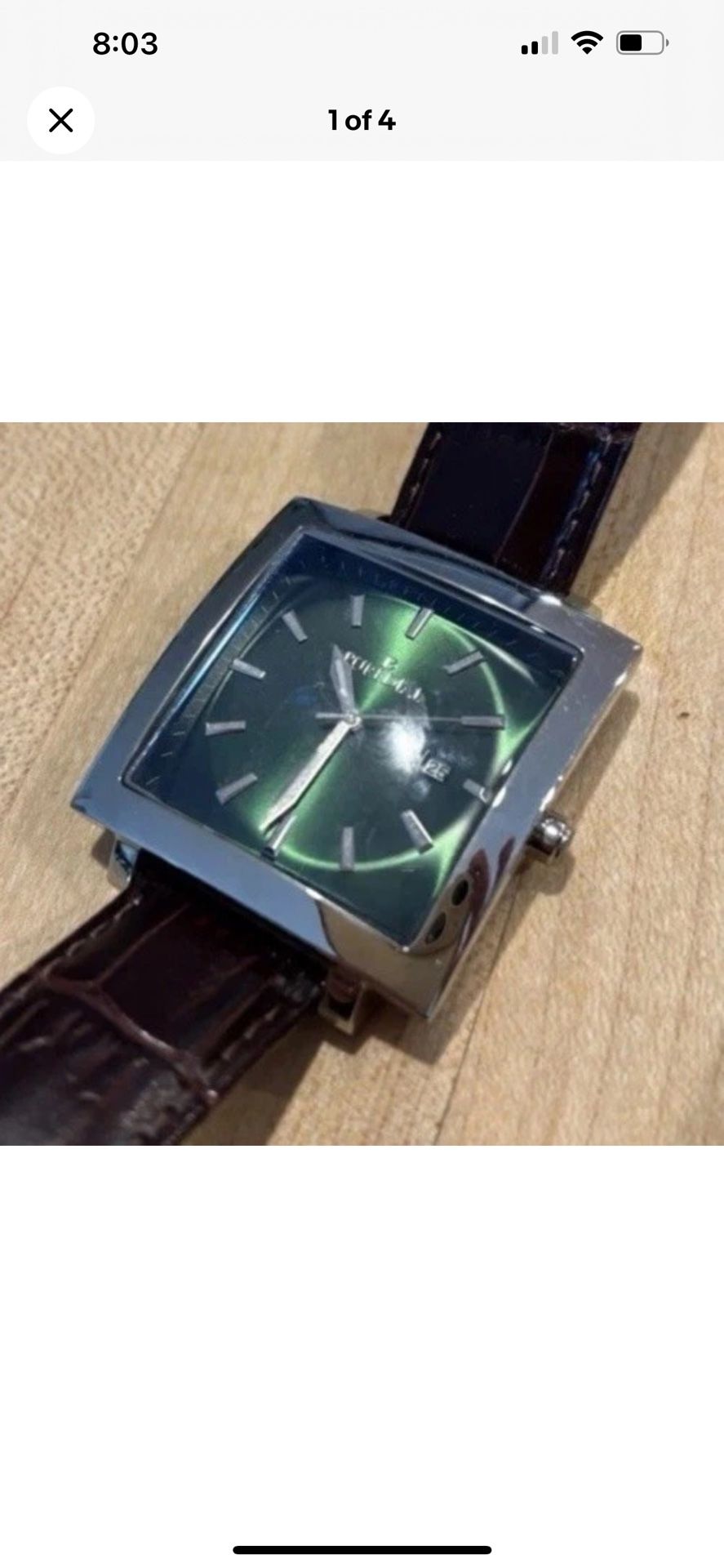 π―π΅ππ€Puredial The Square Legacy Mens Watch Brown Leather Green Dialππ€π―π΅