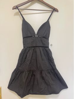 Black Embroidered Eyelet Ruffle Dress
