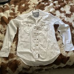 Wrangler White Western Style Button Up Shirt 