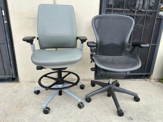 Herman Miller aeron chairs and steelcase drafting stool chairs