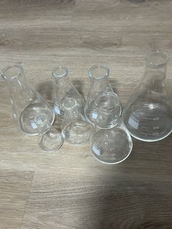 7 Piece Borosilicate Glass Erlenmeyer Flask Set, 50ml to 500ml