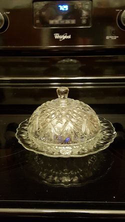 Vintage Glass Covered Butter or Cheese Dish