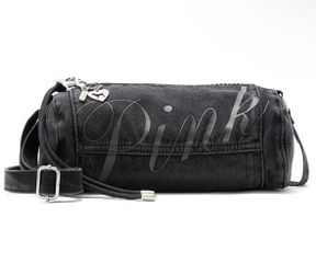 VS PINK Black Canvas Rolled Duffle Shoulder Bag