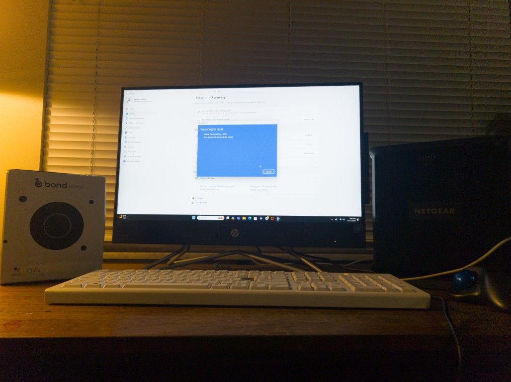 HP All-in-One PC, Model 22-df0013w, Bond Bridge BD-1000, and NETGEAR Nighthawk AC1900