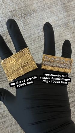 10k Gold Last supper double finger ring