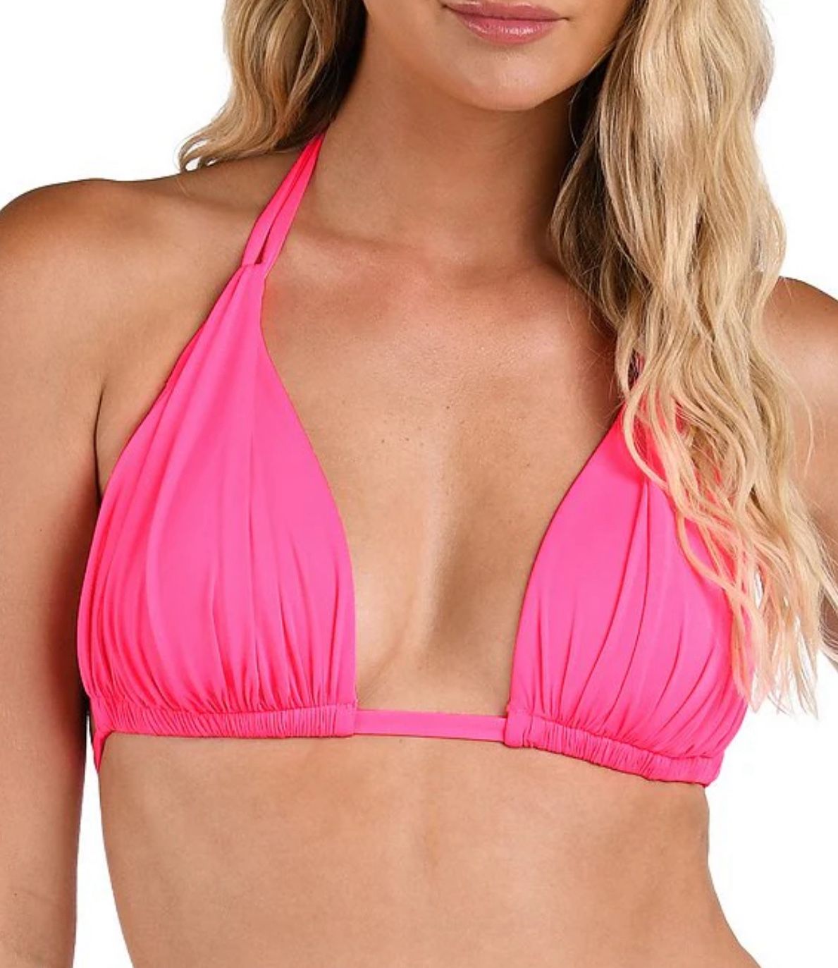 La Blanca Island Goddess Halter Bra Swim Top in Bright Pink US Size 2