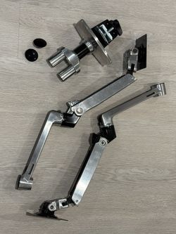 Ergotron LX Dual Side-by-Side Arm (polished aluminum) with 2-Piece Clamp & Grommet Mount