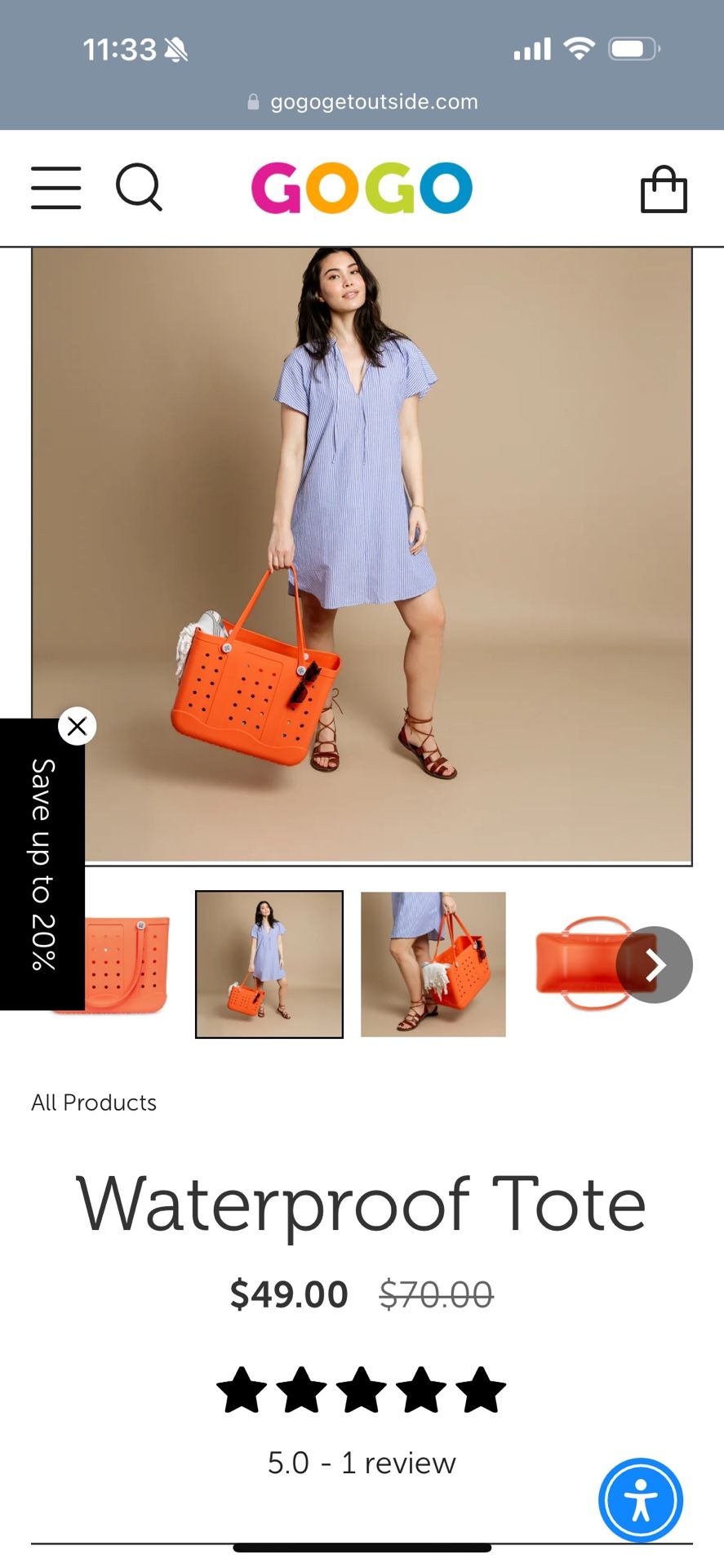 Thirtieth Sense Beachcomber Bag / Choose Your Color Blue OR Orange