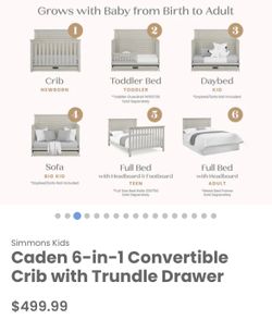 6-in- 1 Crib convertible bed