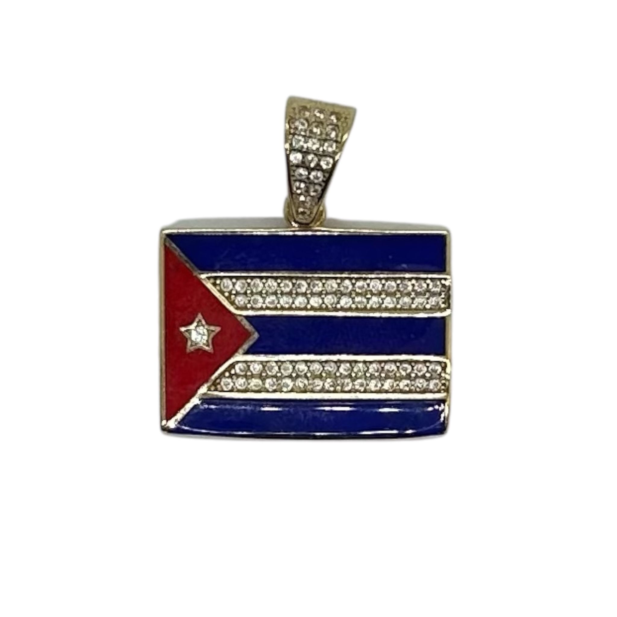 Pendant Yellow Gold 10k. Cuban flag
