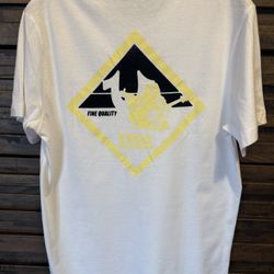 True Religion Buddha White Yellow Flocked Fuzzy Graphic T Shirt MED