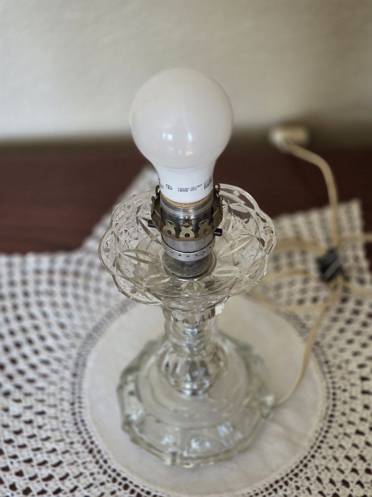 Antique Glass Lamp. 12 Inches Tall. No Shade.