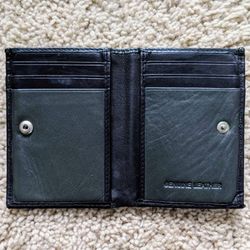 NEW genuine leather 6cc skinny wallet with 6 card slots, 2 inner pockets, 1 bill fold compartment