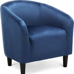 Club Chair, Velvet Accent Chair Upholstered Barrel Chair Sitting Chair with Armrest and Low Back for Living Room Bedroom, Pagoda Blue591714