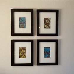 S/4 Framed Damask Pattern Art