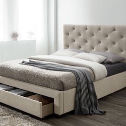 Twin Beige Storage Bed Frame Brand New In Box 