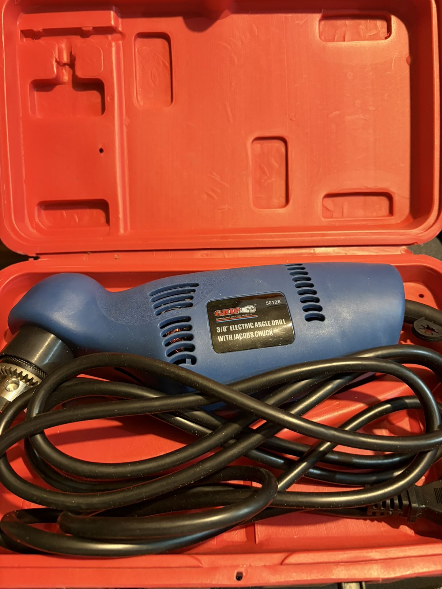3/8” Electric Angle Drill With Jacob’s Chuck & Carrying Case