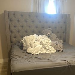 Ashley Furniture-  Gray Sorinella King Upholstered Bed Frame
