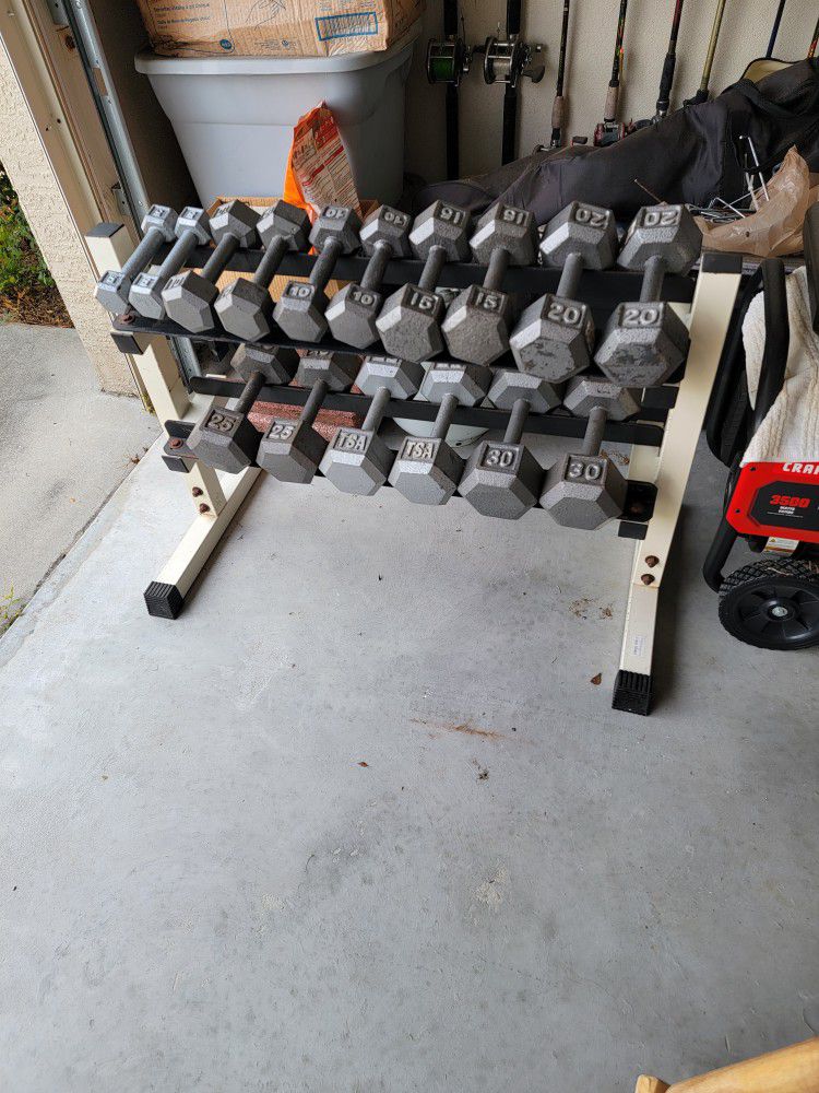 Dumbell Weights with Storage Rack