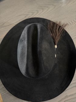 Black Felt Cowboy Hat with Feather