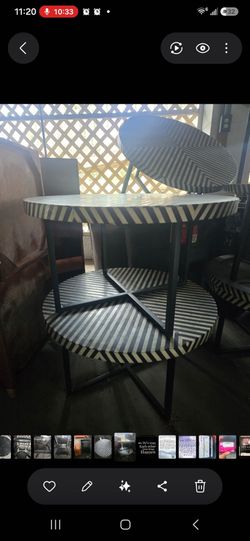 Round Striped Inlay  coffee table