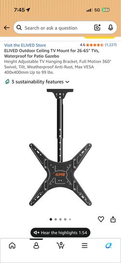Ceiling TV mount