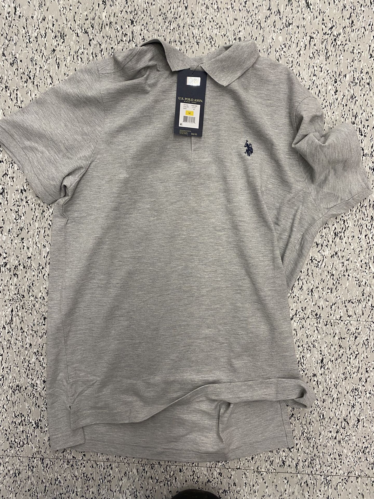M grey polo shirt