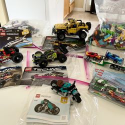 6- Lego Sets Prebuilt With All The Manuals- No Boxes.  Large Bag Of Assorted Lego Pieces.  Not Selling Individually. Price Is FIRM