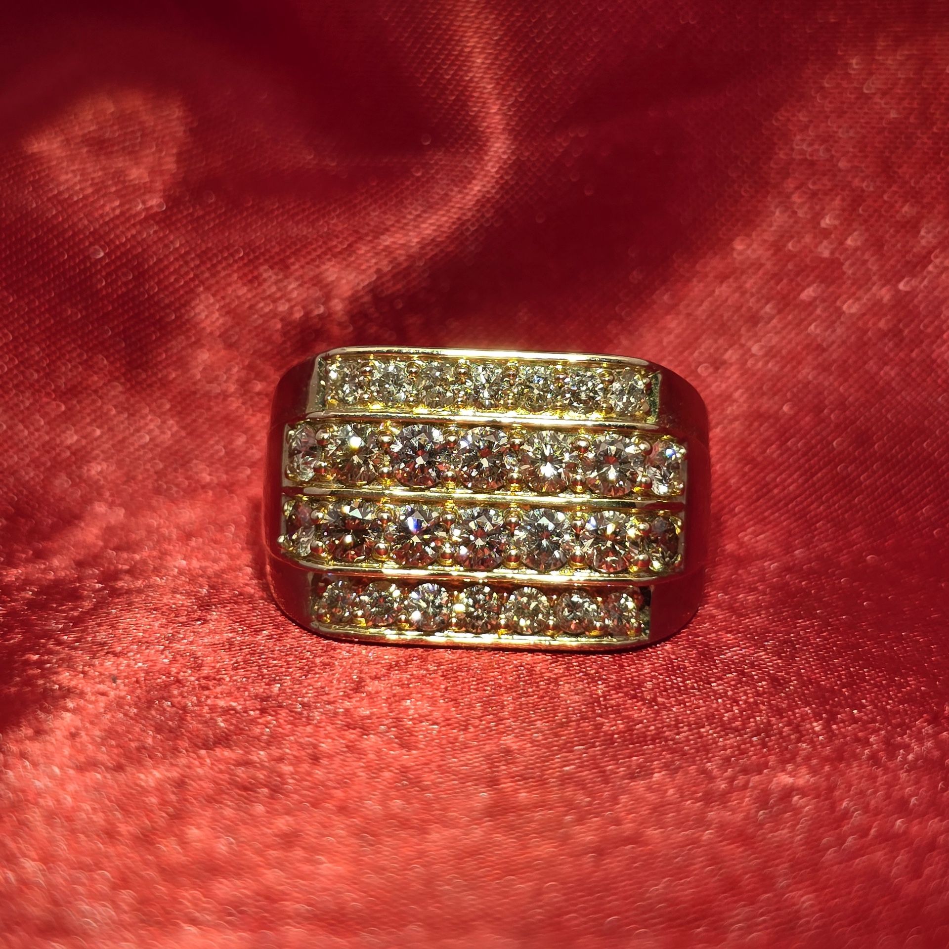 10k Yellow Gold Diamond Round Cut Ring 2.50 ctw