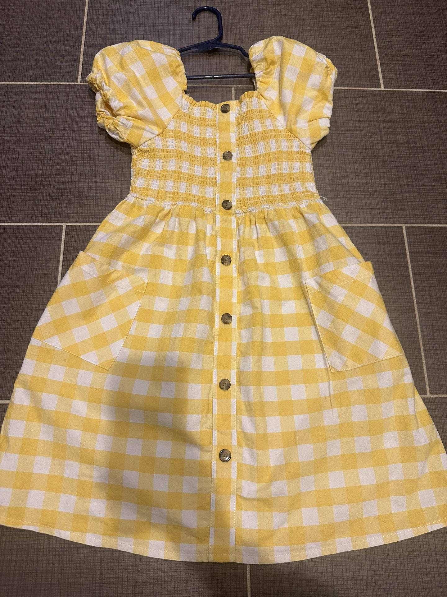 Yellow  & White Girls Dress 7/8 M