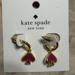 Kate Spade Everyday Spade Drop Hoop Earrings Nwt
